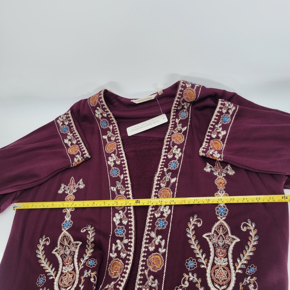 Soft Surroundings Bella Cozy Topper Plum Embroidered Cardigan Wrap 1X - Picture 9 of 13